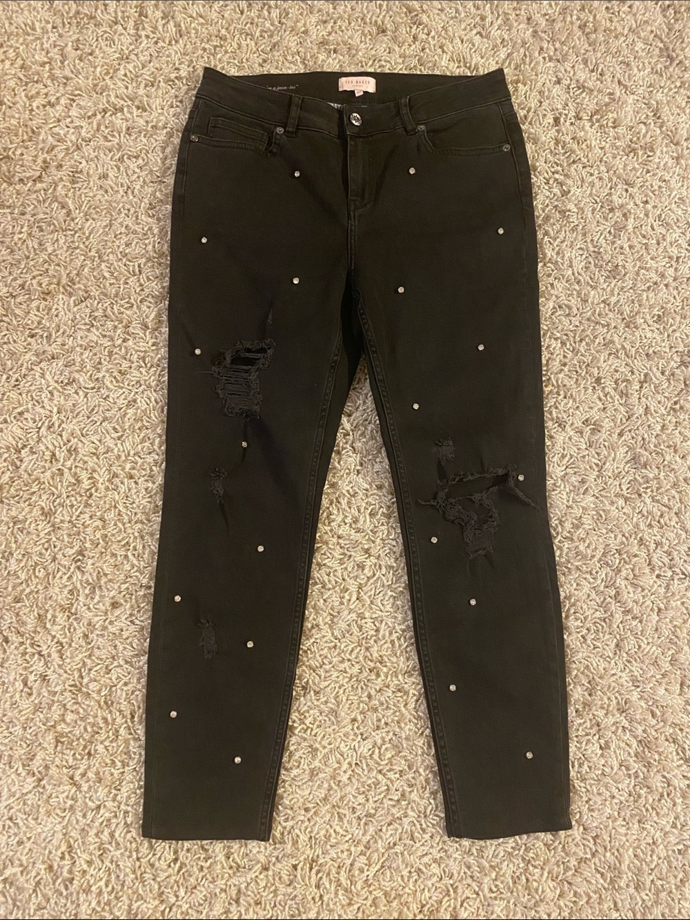 Ted Baker London Black Studded Skinny Jeans